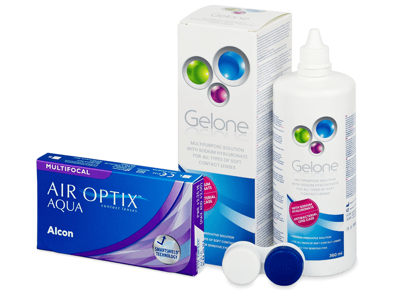 Air Optix Aqua Multifocal (6 линз) + Раствор Gelone 360 мл