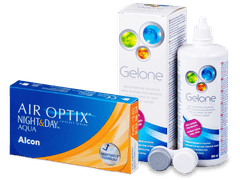 Air Optix Night and Day Aqua (6 линз) + Раствор Gelone 360 мл