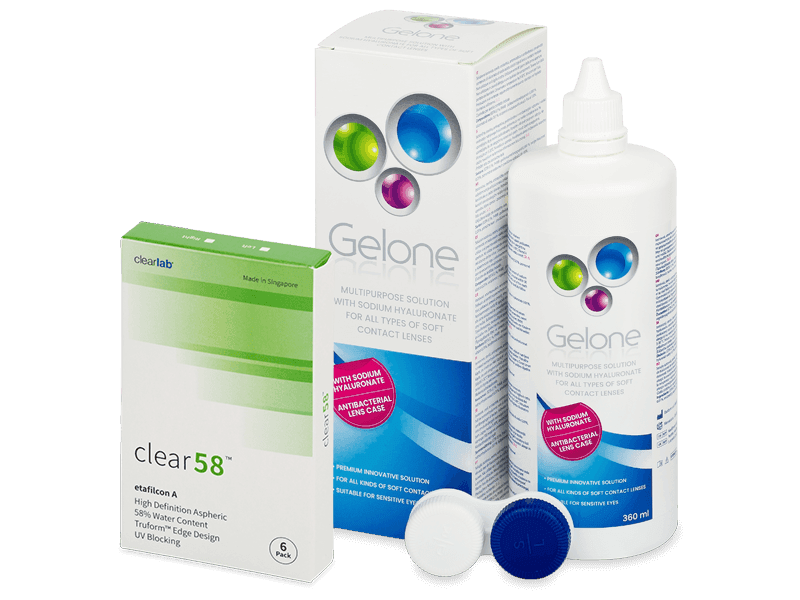 Clear 58 (6 линз) + Раствор Gelone 360 мл