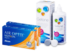 Air Optix Night and Day Aqua (2x3 линзы) + Раствор Gelone 360 мл