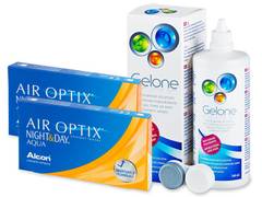 Air Optix Night and Day Aqua (2x3 линзы) + Раствор Gelone 360 мл