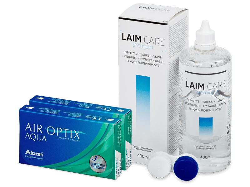 Air Optix Aqua (2x3 линзы) + Раствор Laim-Care 400 мл