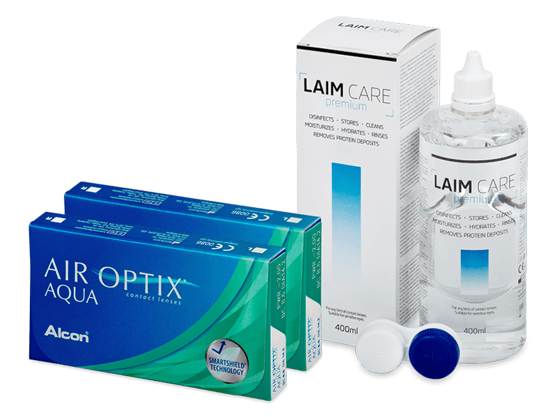 Air Optix Aqua (2x3 линзы) + Раствор Laim-Care 400 мл