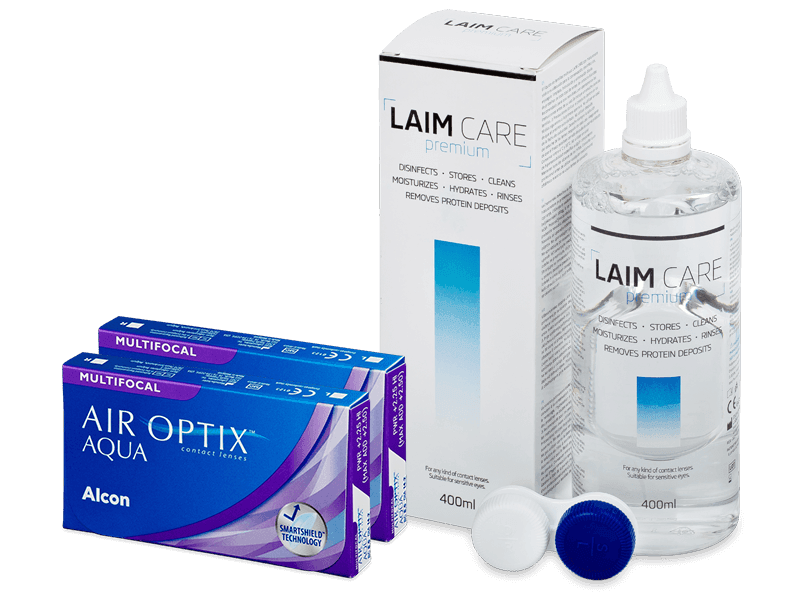 Air Optix Aqua Multifocal (2x3 линзы) + Раствор Laim-Care 400 мл