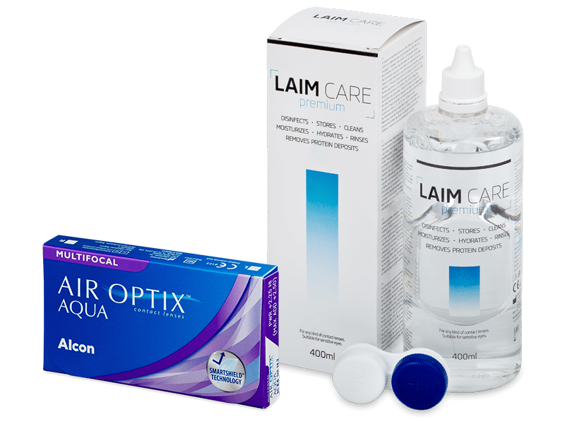 Air Optix Aqua Multifocal (6 линз) + Раствор Laim-Care 400 мл