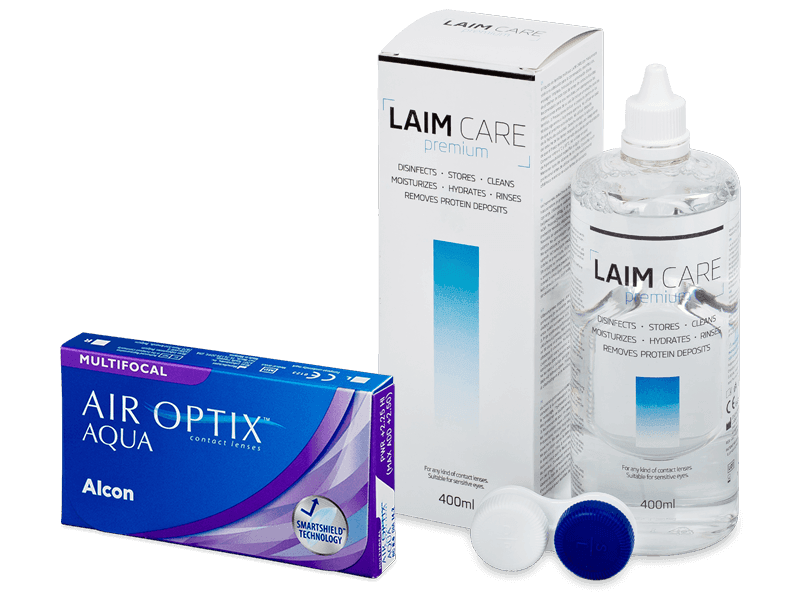 Air Optix Aqua Multifocal (6 линз) + Раствор Laim-Care 400 мл