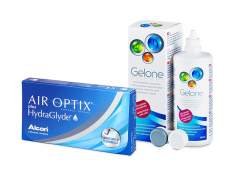 Air Optix plus HydraGlyde (3 линзы) + Раствор Gelone 360 ml