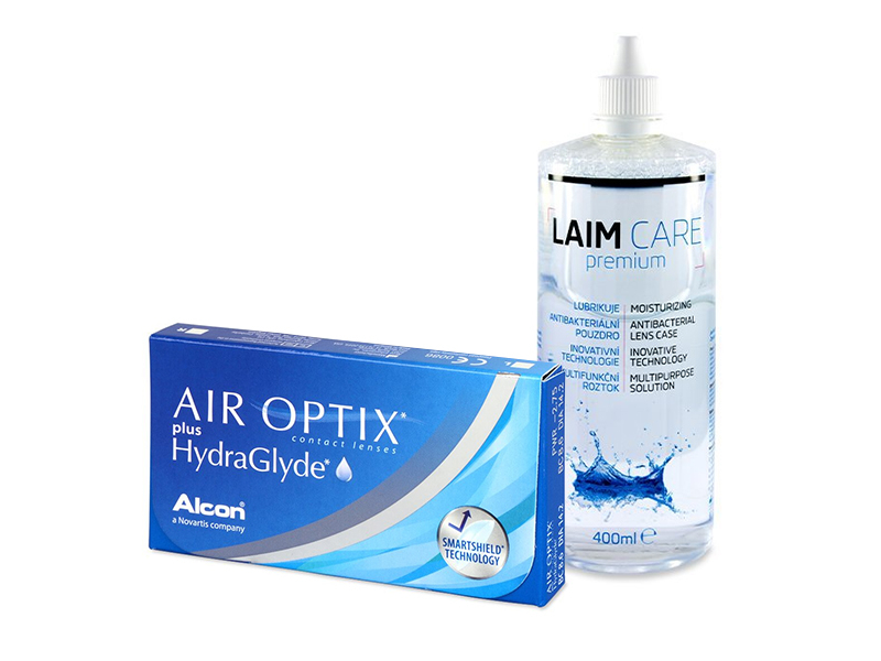 Air Optix plus HydraGlyde (6 линз) + Раствор Laim-Care 400 ml