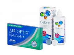 Air Optix plus HydraGlyde for Astigmatism (3 линзы) + Раствор Gelone 360 ml