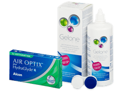 Air Optix plus HydraGlyde for Astigmatism (3 линзы) + Раствор Gelone 360 ml
