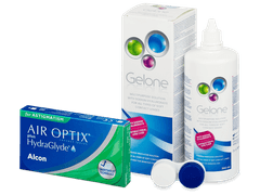 Air Optix plus HydraGlyde for Astigmatism (6 линз) + Раствор Gelone 360 ml