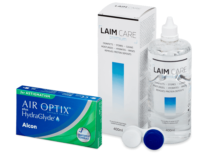 Air Optix plus HydraGlyde for Astigmatism (6 линз) + Раствор Laim-Care 400 ml