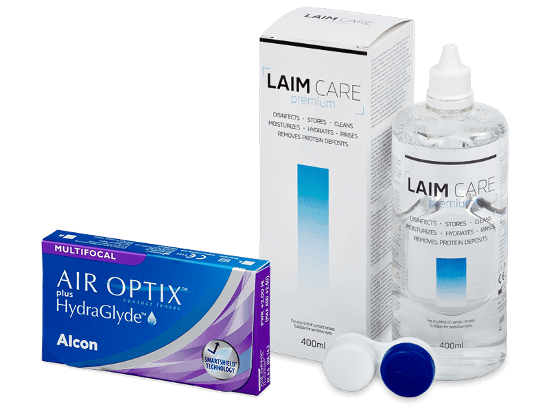 Air Optix plus HydraGlyde Multifocal (6 линз) + Раствор Laim-Care 400 ml