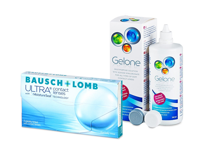 Bausch + Lomb ULTRA (3 линзы) + Раствор Gelone 360 ml