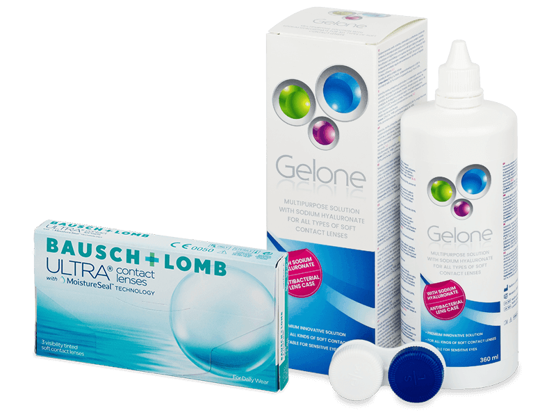 Bausch + Lomb ULTRA (3 линзы) + Раствор Gelone 360 ml