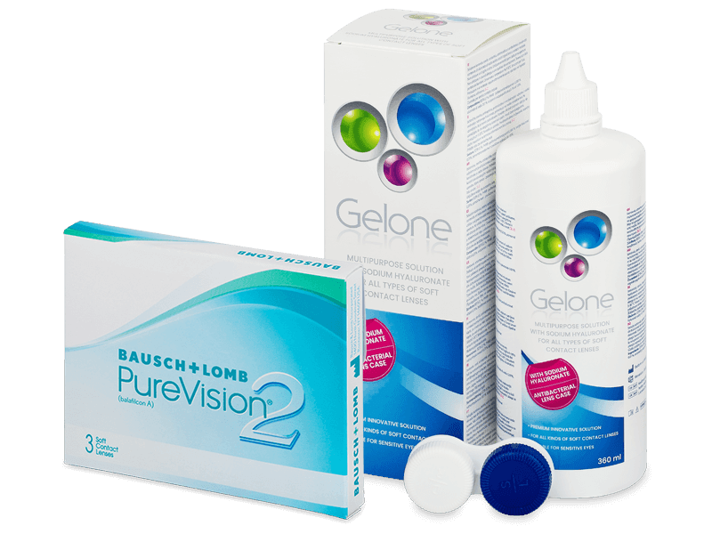 PureVision 2 (3 линзы) + Раствор Gelone 360 ml