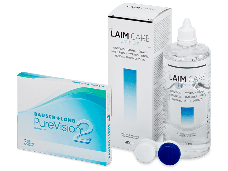 PureVision 2 (3 линзы) + Раствор Laim-Care 400 ml