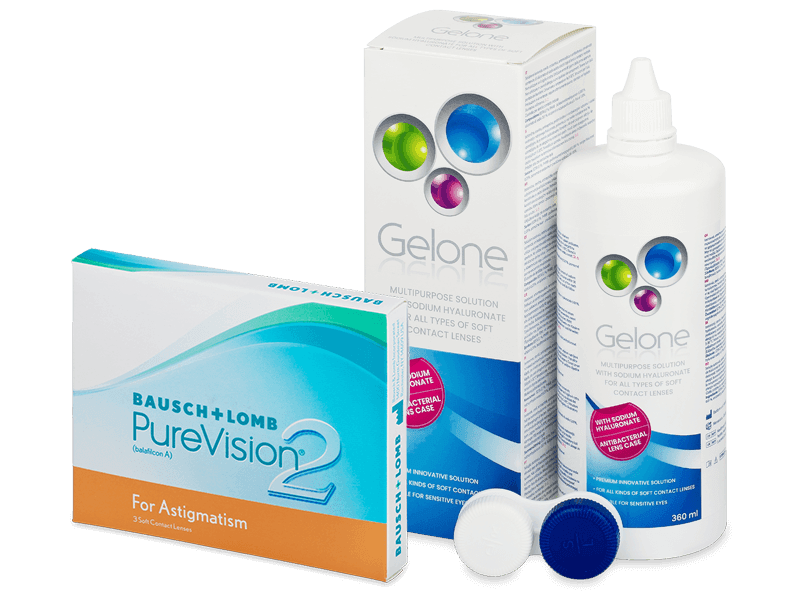 PureVision 2 for Astigmatism (3 линзы) + Раствор Gelone 360 ml