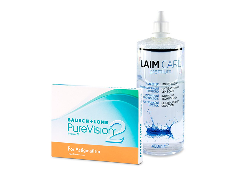 PureVision 2 for Astigmatism (3 линзы) + Раствор Laim-Care 400 ml