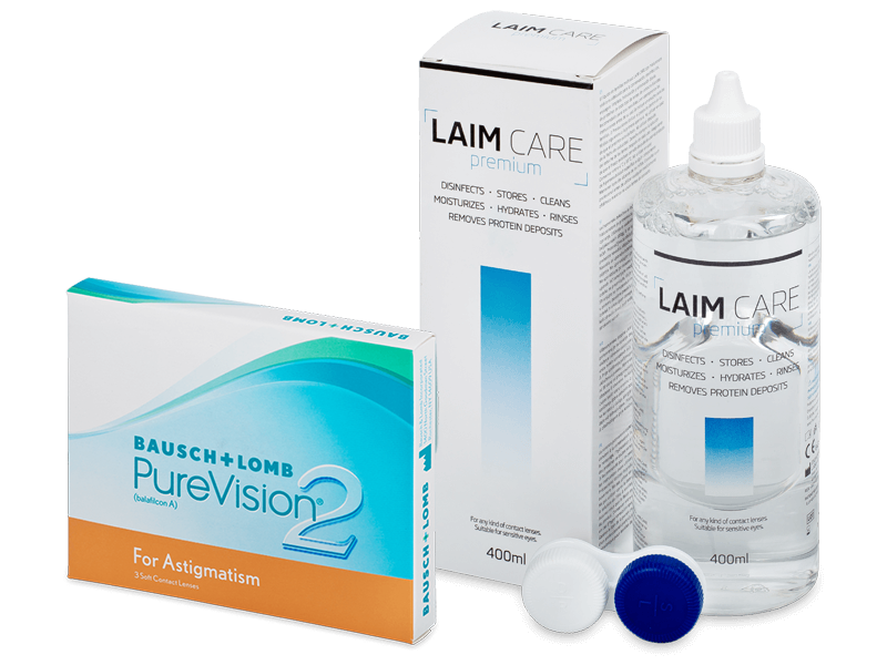 PureVision 2 for Astigmatism (3 линзы) + Раствор Laim-Care 400 ml