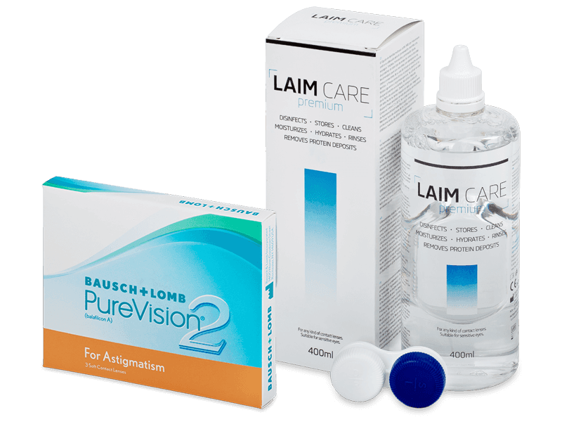 PureVision 2 for Astigmatism (3 линзы) + Раствор Laim-Care 400 ml
