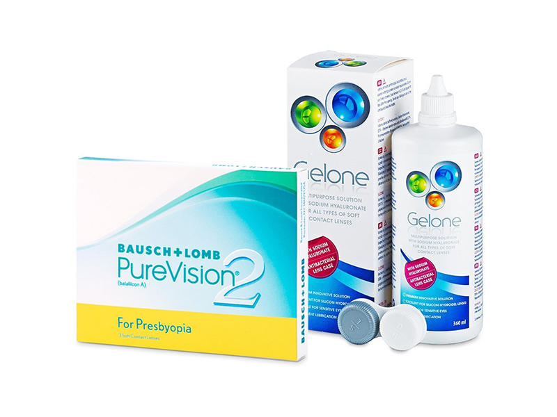 PureVision 2 for Presbyopia (3 линзы) + Раствор Gelone 360 ml