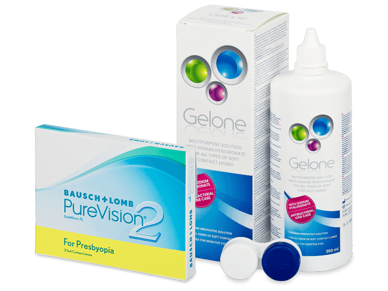 PureVision 2 for Presbyopia (3 линзы) + Раствор Gelone 360 ml