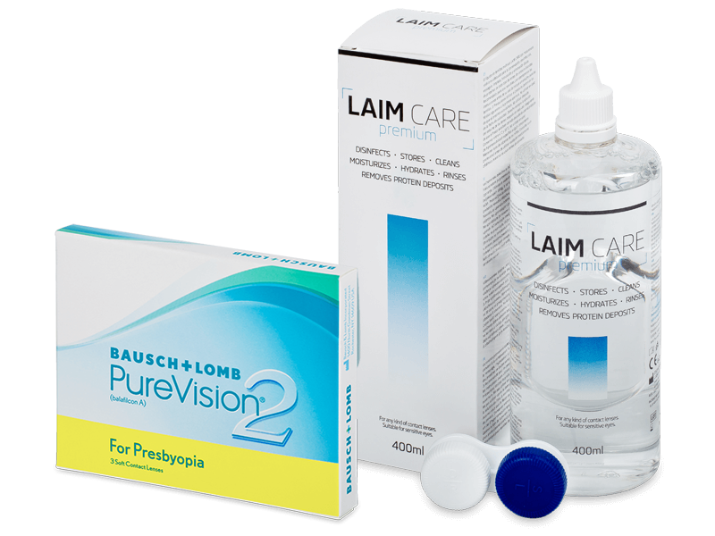 PureVision 2 for Presbyopia (3 линзы) + Раствор Laim-Care 400 ml
