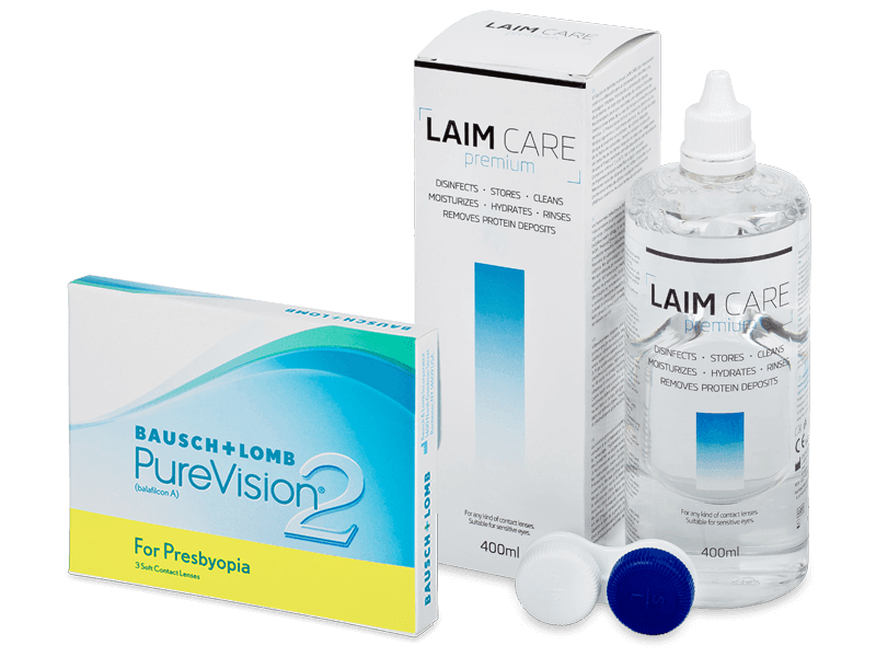 PureVision 2 for Presbyopia (3 линзы) + Раствор Laim-Care 400 ml