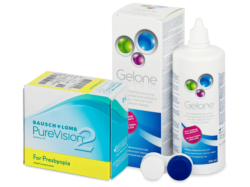 PureVision 2 for Presbyopia (6 линз) + Раствор Gelone 360 ml