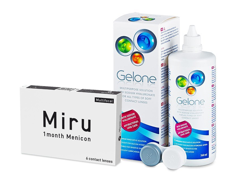 Miru 1 Month Menicon Multifocal (6 линз) + Раствор Gelone 360 ml