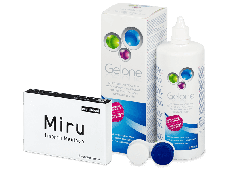 Miru 1month Menicon multifocal (6 линз) + Раствор Gelone 360 ml