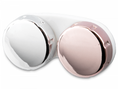 Кейс для контактных линз с зеркальным покрытием - розовый / серебристый 