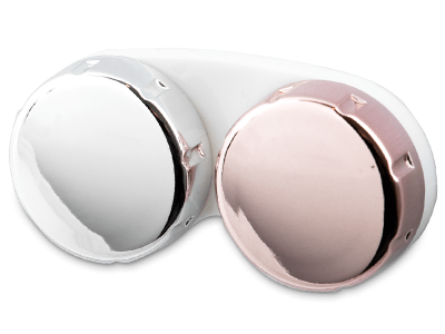 Кейс для контактных линз с зеркальным покрытием - розовый / серебристый 