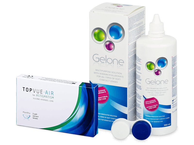 TopVue Air for Astigmatism (3 линзы) + Раствор Gelone 360 мл