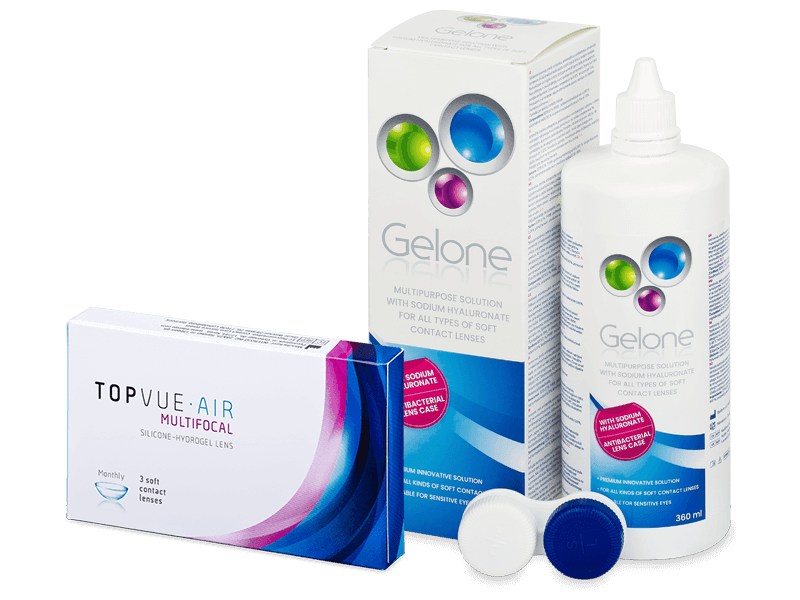 TopVue Air Multifocal (3 линзы) + Раствор Gelone 360 мл