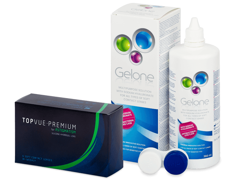 TopVue Premium for Astigmatism (6 линз) + Раствор Gelone 360 мл