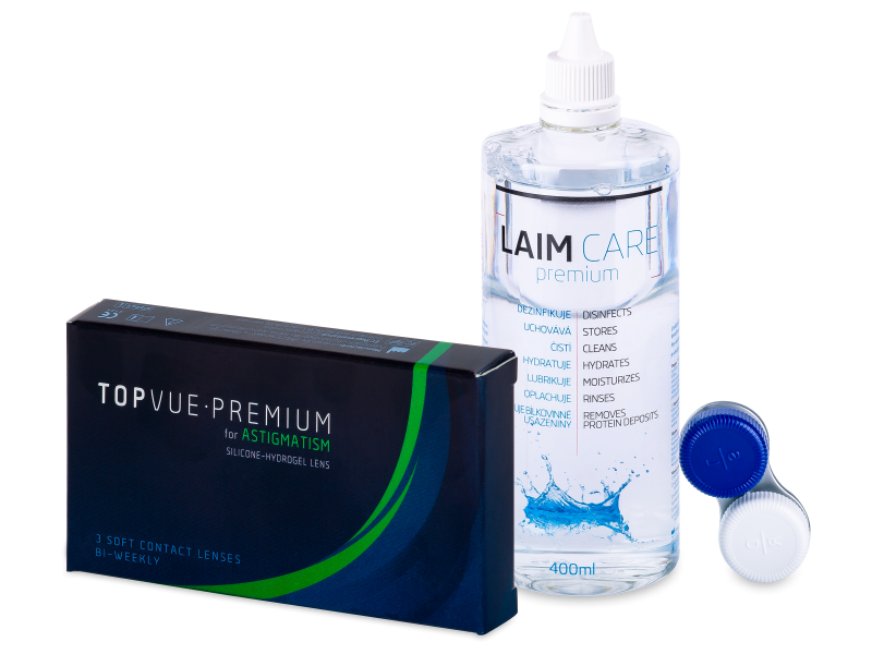 TopVue Premium for Astigmatism (3 линзы) + Раствор Laim-Care 400 мл