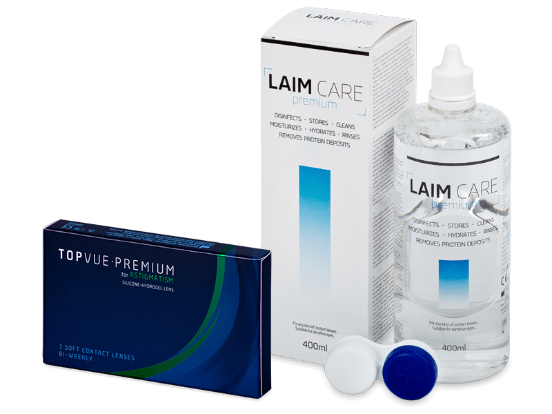 TopVue Premium for Astigmatism (3 линзы) + Раствор Laim-Care 400 мл