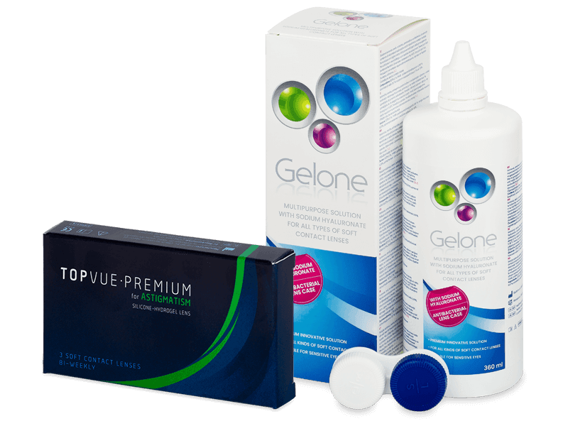 TopVue Premium for Astigmatism (3 линзы) + Раствор Gelone 360 мл