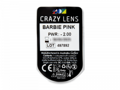 CRAZY LENS - Barbie Pink - с диоптриями (2 однодневных цветных линз)