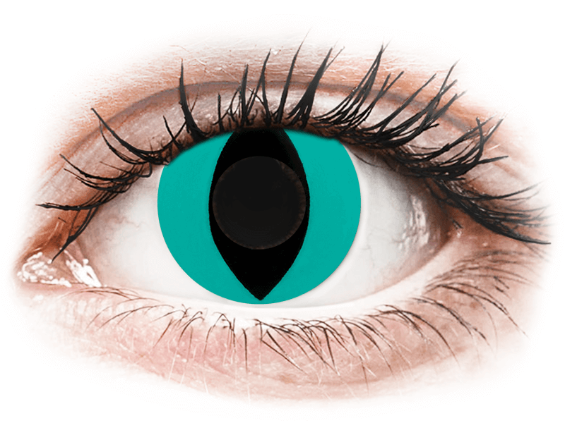 CRAZY LENS - Cat Eye Aqua - без диоптрий (2 однодневных цветных линз)