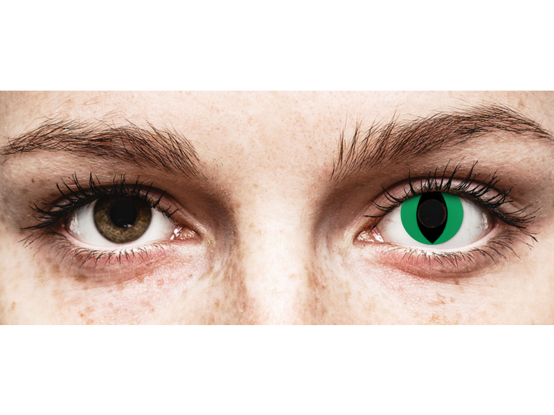 CRAZY LENS - Cat Eye Green - без диоптрий (2 однодневных цветных линз)
