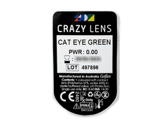 CRAZY LENS - Cat Eye Green - без диоптрий (2 однодневных цветных линз)