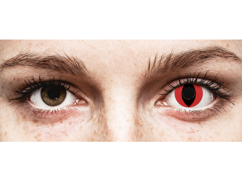 CRAZY LENS - Cat Eye Red - без диоптрий (2 однодневных цветных линз)