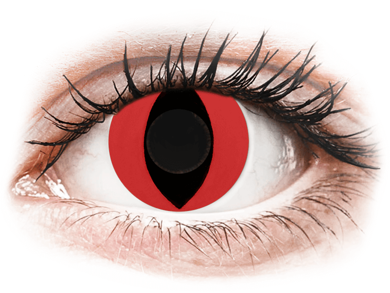CRAZY LENS - Cat Eye Red - без диоптрий (2 однодневных цветных линз)