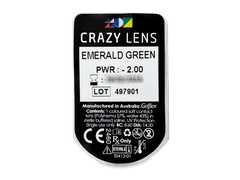 CRAZY LENS - Emerald Green - с диоптриями (2 однодневных цветных линз)