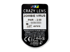 CRAZY LENS - Zombie Virus - с диоптриями (2 однодневных цветных линз)