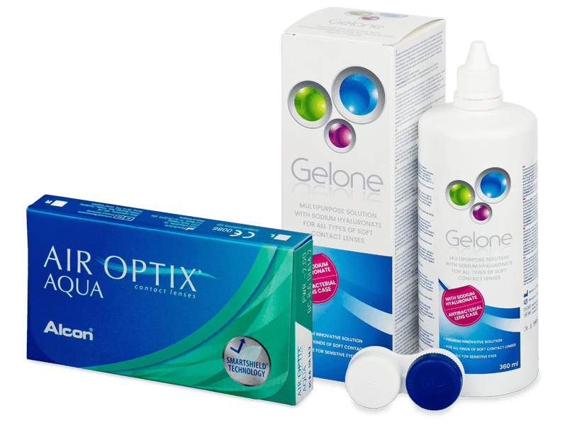 Air Optix Aqua (6 линз) + Раствор Gelone 360 мл