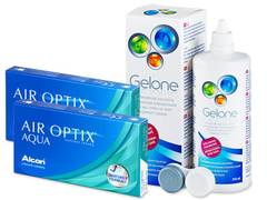 Air Optix Aqua (2x3 линзы) + Раствор Gelone 360 мл